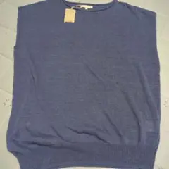 新品!!studio CLIP ノースリーブリネン素材ニット M ブルー