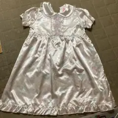 ナイルパーチ BABYGIFT柄パステルピンクサテン生地ひざ丈ワンピース♡
