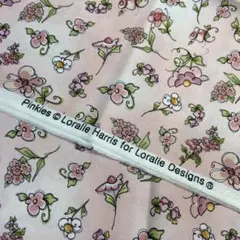 ロラライハリス Pinkies 110×45㎝ 花柄綿生地ピンク
