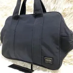 【良品】 PORTER ビジネスバッグ ニューエレガント ダブルジップ ロゴ 黒