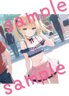 ☆579写真　ブロマイド　カード　2次元　アニメイラスト　美少女　水着　下着☆