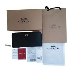新品未使用 ☆ COACH ☆ アコーディオンブラック 長財布 ゴールド金具