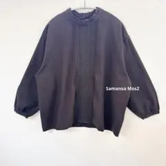 【美品】サマンサモスモス　フロントレースブラウス　チャコールグレー