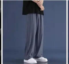 アイスシルク ワイドパンツ M-5XL グレー