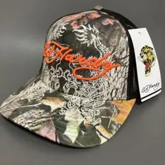 【カモ×オレンジ】Ed Hardy エドハーディー メッシュキャップ 新品 龍