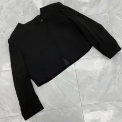 Noir Robe ジャケット ショート丈 ウール混 ノーカラー 長袖 ブラック