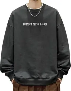 メンズ トレーナー 秋 長袖 無地 カジュアル ゆったり 3XL グレー