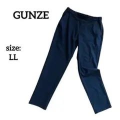 【美品】 グンゼ GUNZE スラックス テーパードパンツ LL ネイビー 秋冬