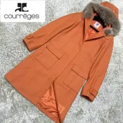 ほぼ新品✨クレージュ フーデッドコート コヨーテファー着脱⭕️ ロング丈 比翼40