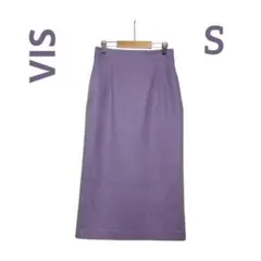 【美品】VIS　ミモレ丈 タイトスカート　ストレッチあり　パープル　シンプル　S