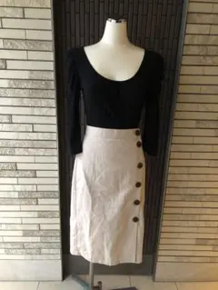 ほぼ未使用 archives アルシーヴ 麻×綿 巻きスカート ウエストギャザー