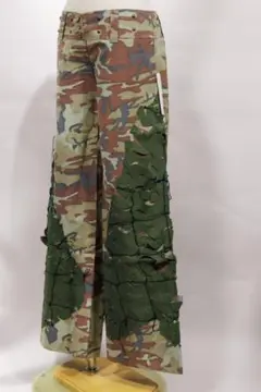 ILLIG 迷彩フレアパンツ　デッドストック品　カーキブラウン　XSサイズ