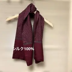 幾何学模様のバーガンディマフラーシルク100% 5