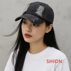 黒デニム ダメージキャップ 男女兼用 韓国風 ベースボールキャップ