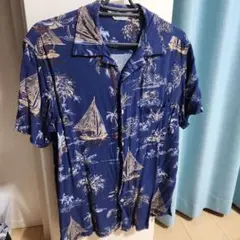 処分価格最終値下げ ネイビー ヨット柄 アロハシャツ 半袖