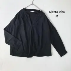 アレッタビータ Aletta vita ブラウス【M】Vネック ゆったり 黒