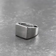 シルバーリング印台　スクエア　シンプル　オープンリング　No2
