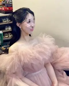 くすみピンクフリルドレス