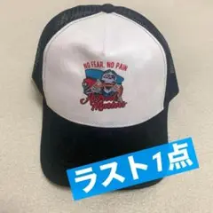キャップ 骸骨柄 アメカジ 白×黒 メッシュ バイカー トラッカー カジュアル
