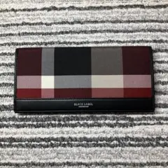 【未使用品】ブラックレーベルクレストブリッジ チェック かぶせ長財布 ブラック