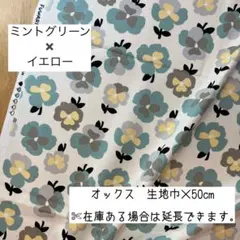 ❁ オックス パンジー柄 ミントグリーン×イエロー ❁