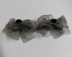 【新品未使用】リボンクリップ 2個セット グレー 灰色 かわいい