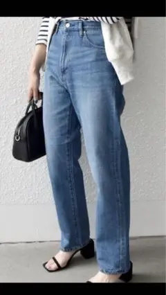 SHIPS any ハイライズストレートデニムパンツ