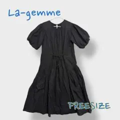＊La-gemme ラジエム＊フリーサイズ ワンピース 半袖 コットン リネン