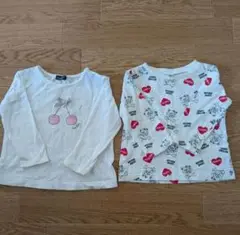チェリー刺繍 Tシャツ 90cm & クマプリント 80cm