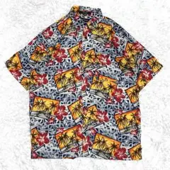 レーヨンシャツ　アロハシャツ　パームツリー　花柄　半袖シャツ　柄シャツ