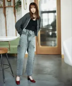 COCODEAL ウエストデザインデニムパンツ