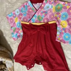 花柄着物風オールインワン 70サイズ