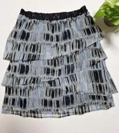 ESSEME 【美品】ストライプ 柄三段階切り替えフレアスカート Lサイズ