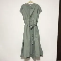 美品　ル グラジック スキッパーロングワンピース シップス グリーン