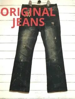 【ORIGINAL JEANS】デニム ジーンズ　刺繍　ダメージ
