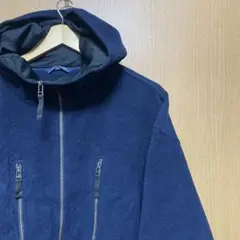 古着 オールドトミー 90s 刺繍 ネイビー フリース ジップアップ パーカー