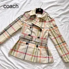 コーチ COACH ベルト付き チェック マルチカラー トレンチコート