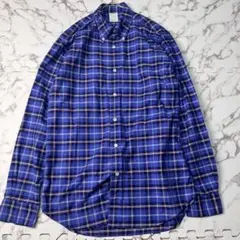 極美品✨【米国製】ブルックスブラザーズ 長袖シャツ コットン チェック 青色