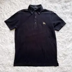 BURBERRY BLACK LABEL　ポロシャツ　ホースロゴ　刺繍　ブラック