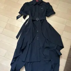 dazzlin poloネイビー ベルト付き シャツワンピース