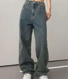 DAZY ワイドレッグ ジーンズ スラントポケット S y2k 韓国