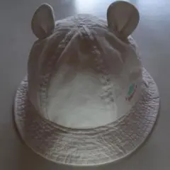 ベビー帽子(日焼け防止布付き)。寸法44cm/日本(ハヤシ帽子株)製/綿100％