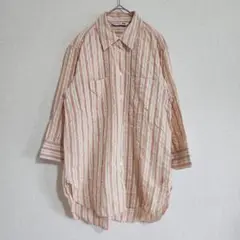 【UNIQLO】（M）コットン100%スタンダードカラーロングシャツ/ストライプ