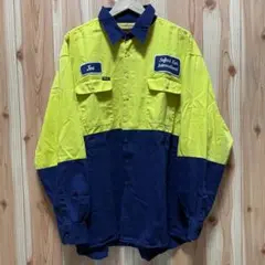 Bisley ワークシャツシャツ 3XL イエロー/ネイビー