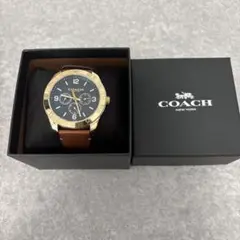 COACH アナログクロノグラフ時計 ゴールド/ブラウン