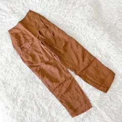 ハイウエストワイドパンツ (M) フロントファスナー シンチバック 光沢 薄手
