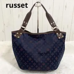 russet ラシット トートバッグ ネイビー ナイロン レザー 総柄
