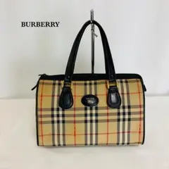 BURBERRY バーバリー レザー ホースロゴノバチェック ミニボストンバッグ