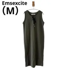 0725 Emsexciteエムズエキサイトノースリーブワンピースリボン深緑夏M