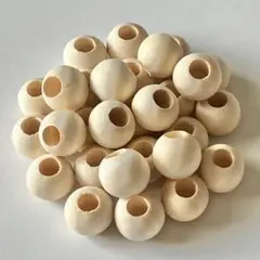 16mm/穴6mm ナチュラルウッドビーズ 30個 木製 大穴